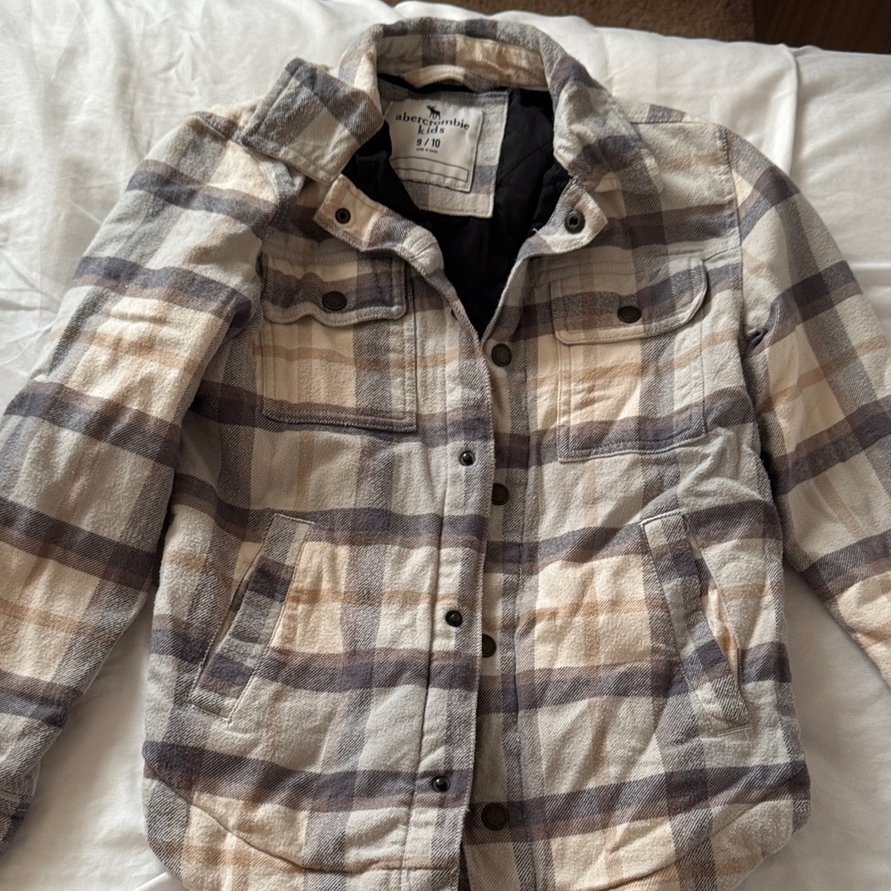 Abercrombie & Fitch Checkered Jacket in Gray and Cream boys 9/10